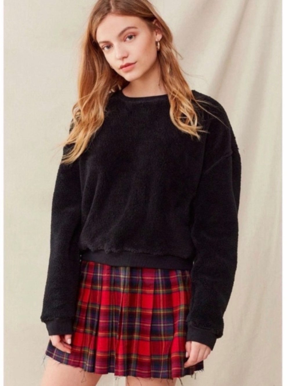 Urban Renewal Red Plaid Mini Skirt Blue Green